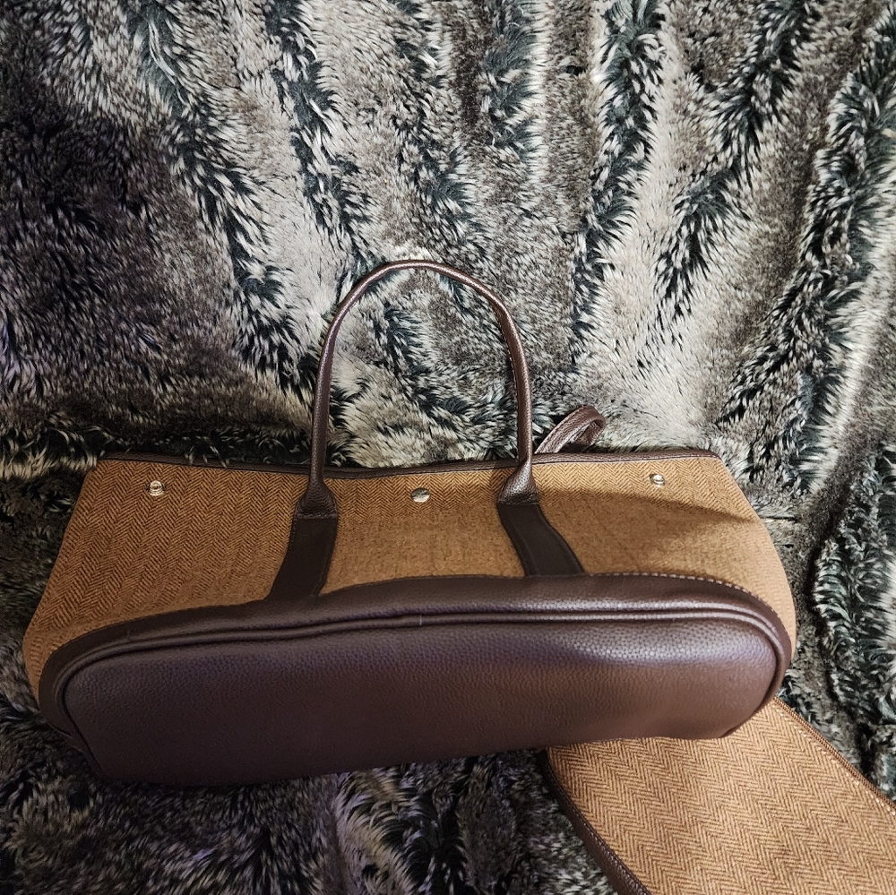 Brown and Tan Fabric Bag